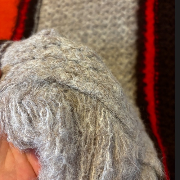 Zara cream, brown and red striped touch of wool poncho NWT - Picture 5 of 12